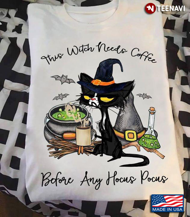 Witches Brew Cat  This Witch Needs Coffee Before Any Hocus Pocus Halloween