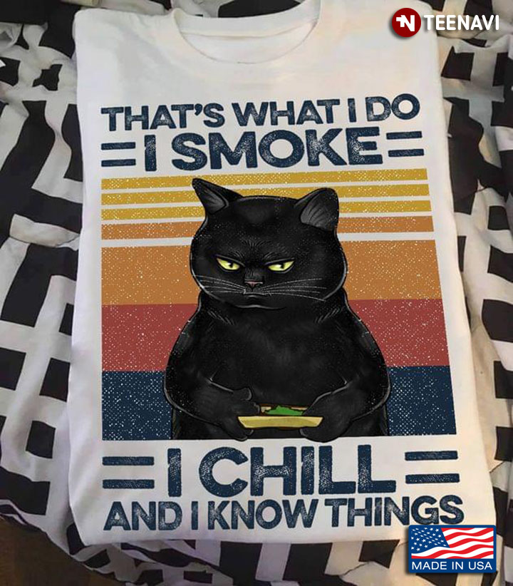 Cat That's What I Do I Smoke I Chill And I Know Things Vintage