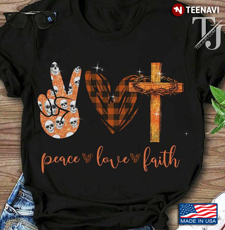 Skull Christian Cross Peace Love Faith