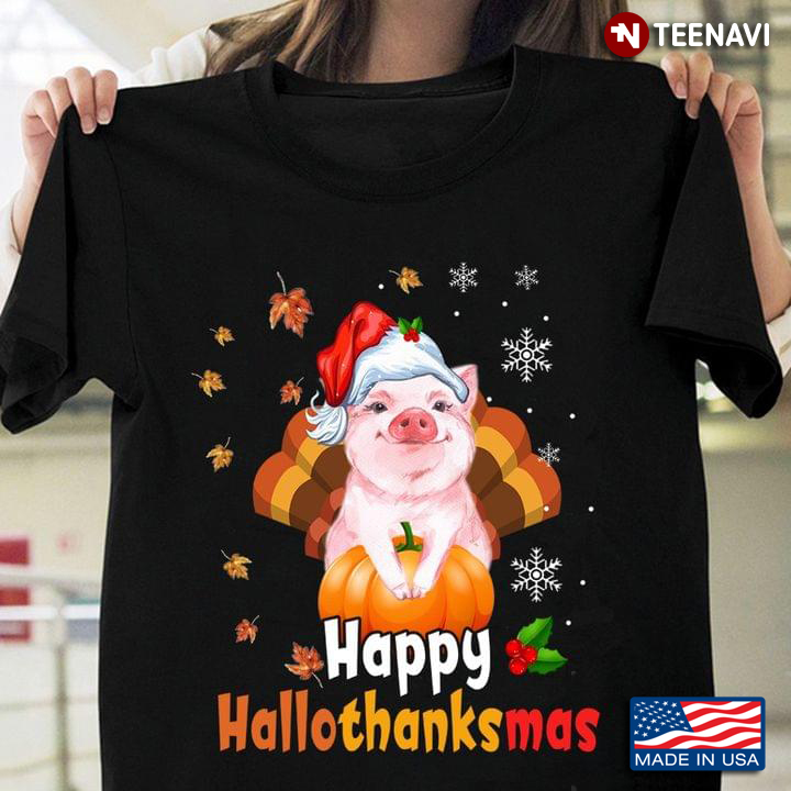 Pumpkin Thanksgiving  Santa Claus Pig  Happy Hallothanksmas