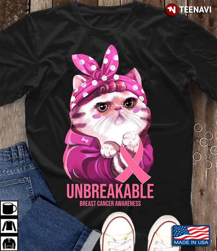 Cute Cat Unbreakable Breast Cancer Awareness New Version