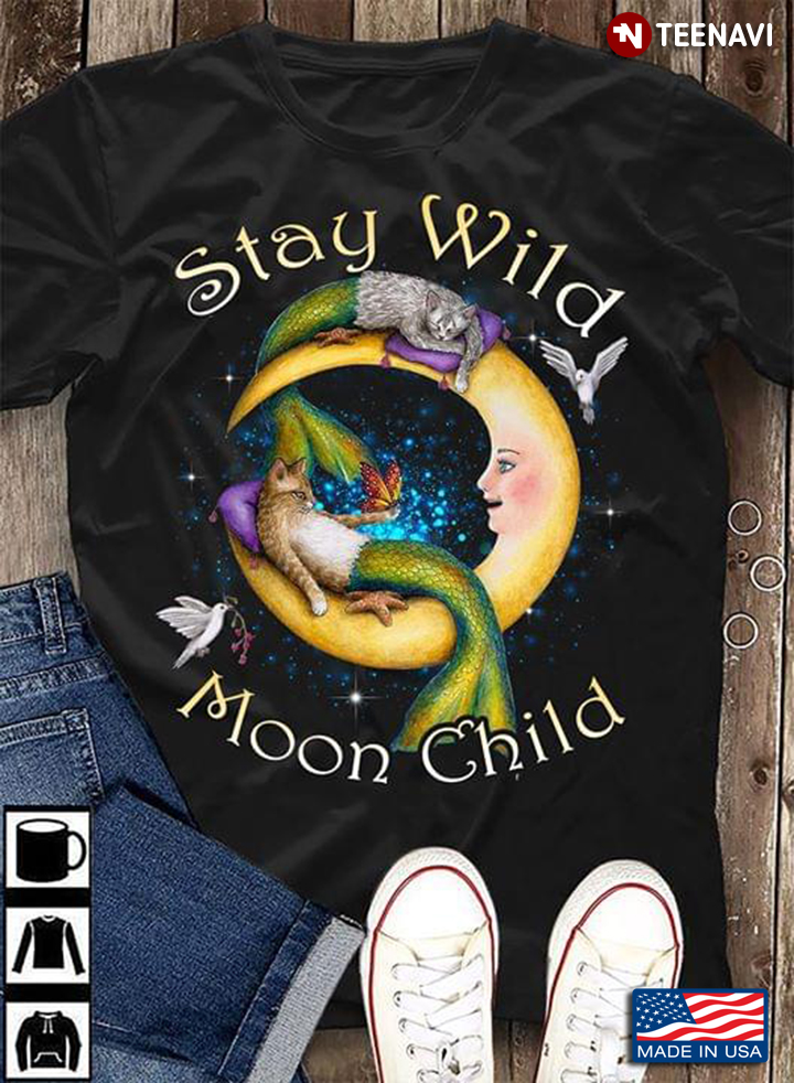 Mermaid  Cat Moon Stay Wild Moon Child