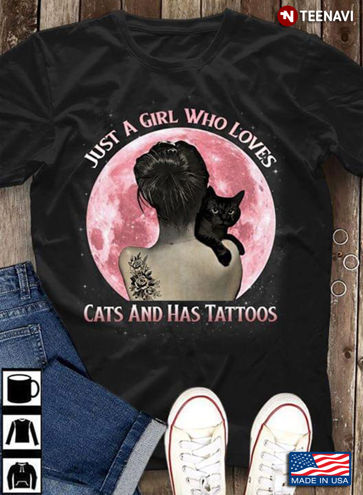 Girl With Black Cat Moon Just A Girl Who Loves Cats And Has Tattoos