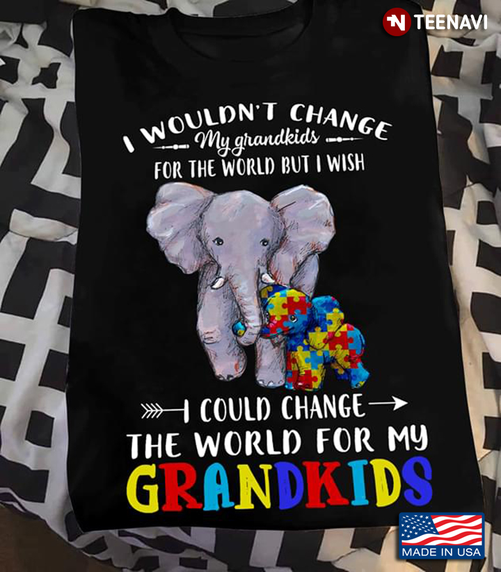 Elephant Autism Awareness I Wouldn't Change My Grandkids For The World But I Wish I Could Change