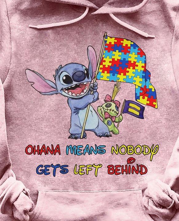 Ohana Means Nobody Gets Left Behind Stitch Holds Autism Awareness Flag