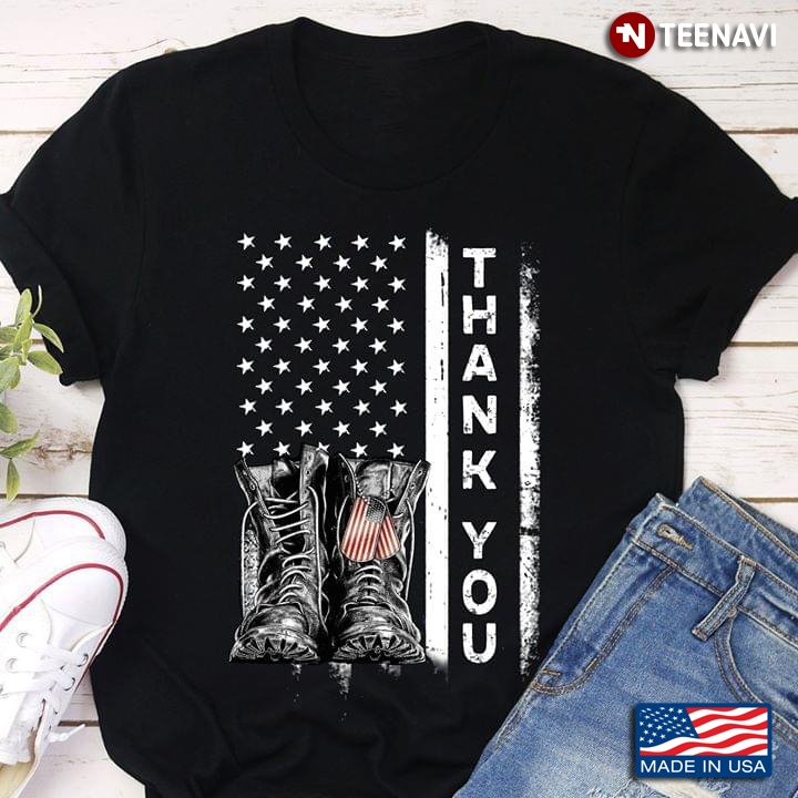 Thank You Combat Boots With American Flag