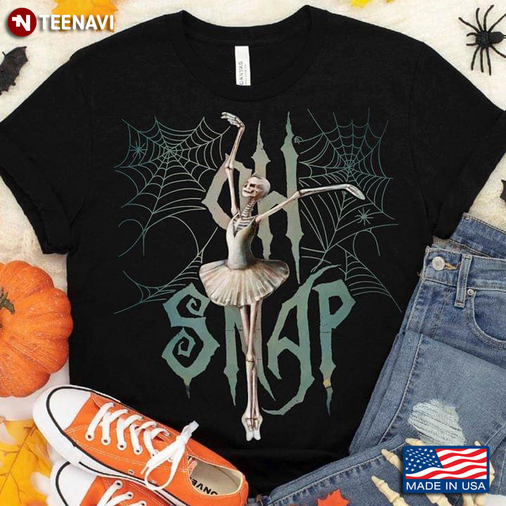 Dancing Skeleton Spiderweb Oh Snap Halloween T-Shirt