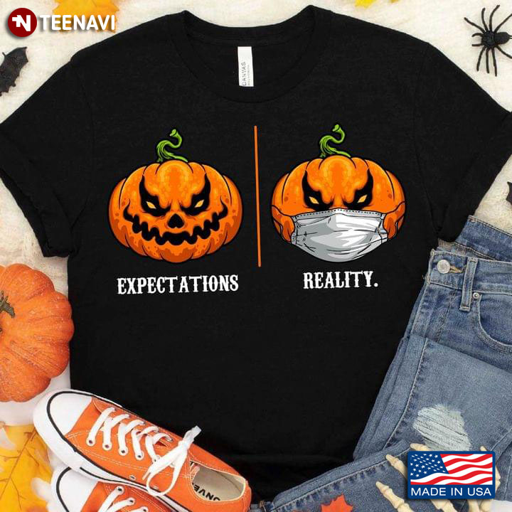 Horror Pumpkin Wearing Face Mask Expectations Reality Halloween