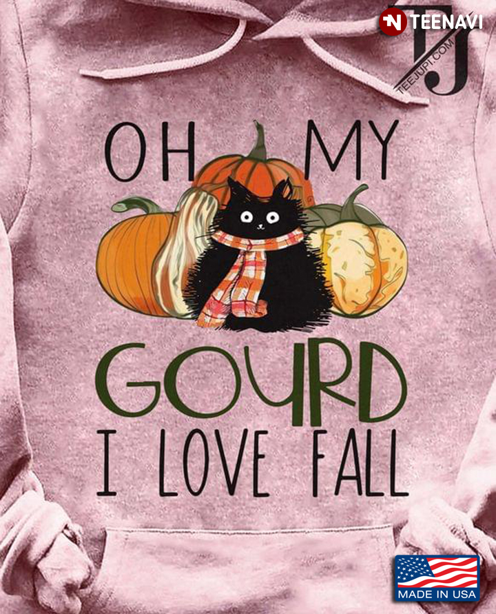 Black Cat With Pumpkin Oh My Gourd I Love Fall