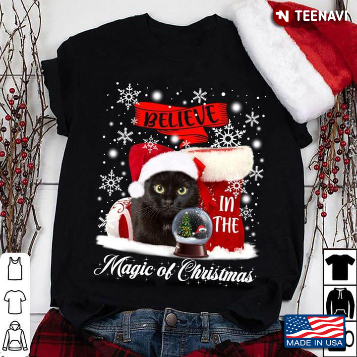 Black Cat Believe In The Magic Of Christmas