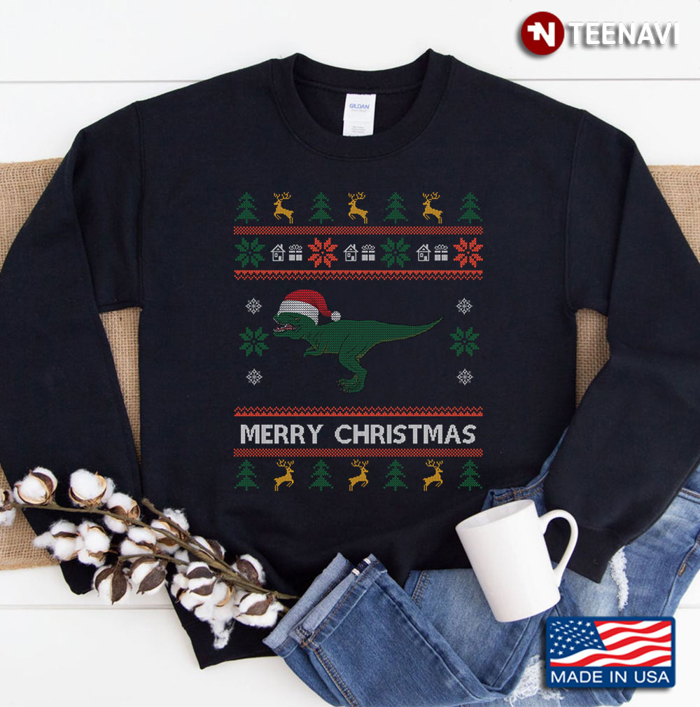 Dinosaur Trex Ugly Christmas Sweater Dinosaur Christmas Gift Sweatshirt