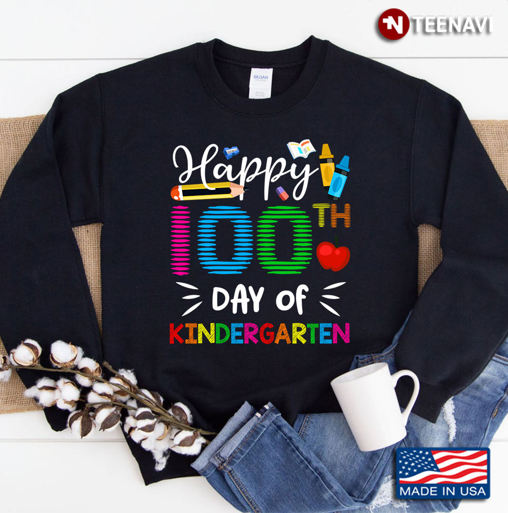 Happy 100th Day Of Kindergarten Cute Student Gifts Sweatshirt