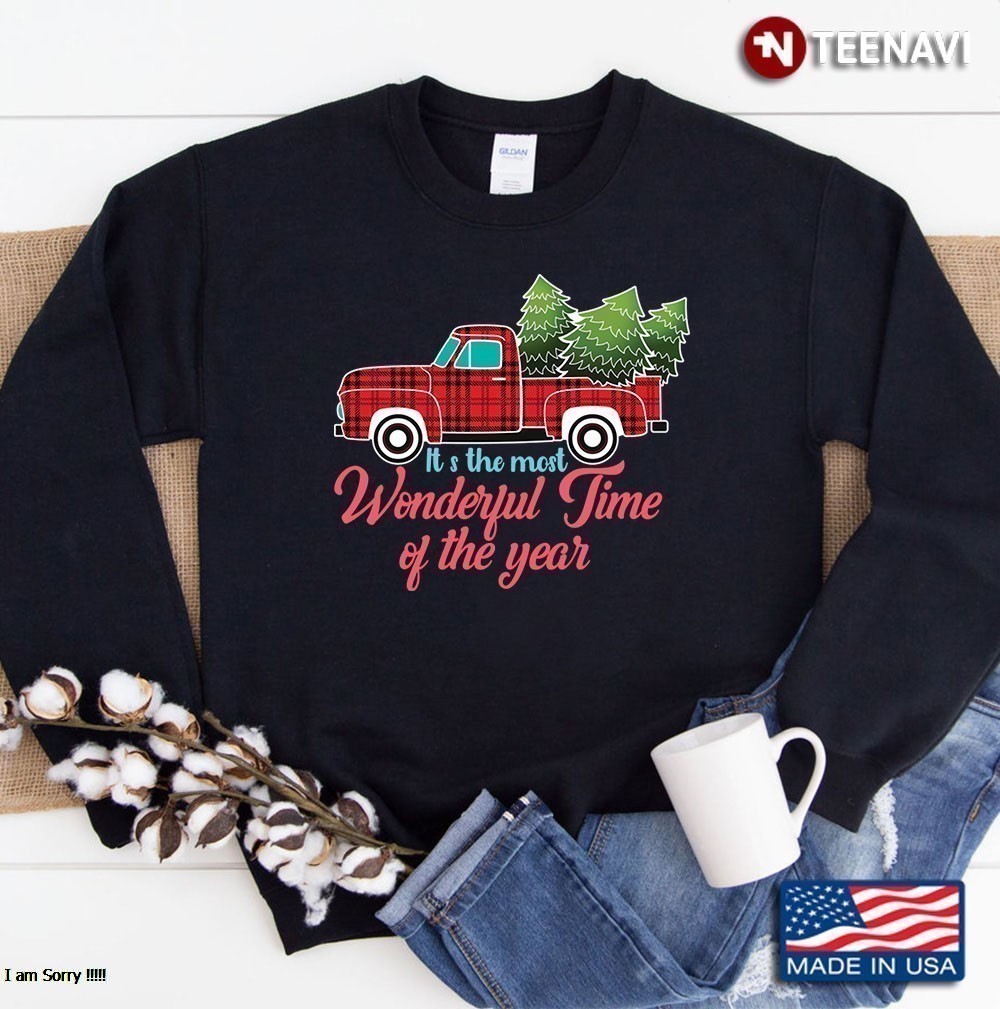 Christmas Vintage Red Truck In Plaid Xmas Present, For Women, Men, Kids Sweatshirt