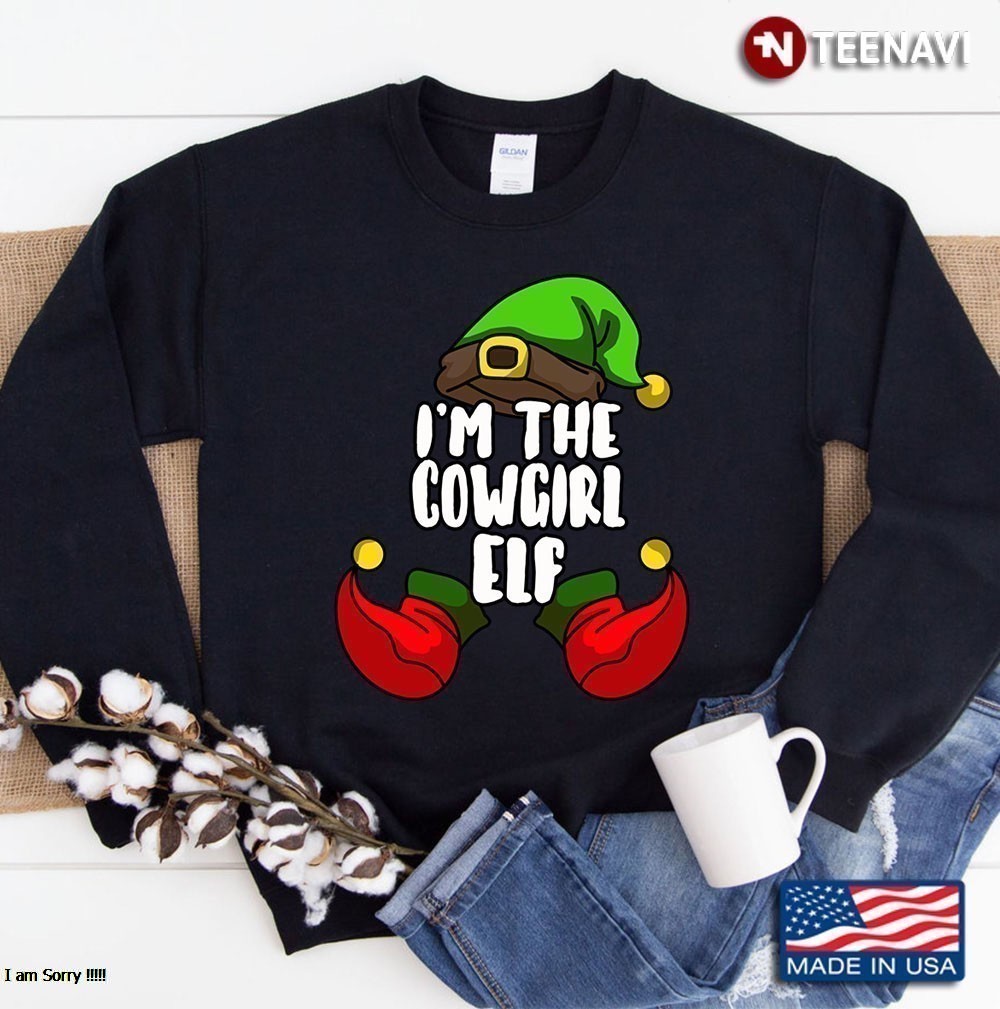 Cowgirl Elf Matching Family Group Christmas Gift Sweatshirt