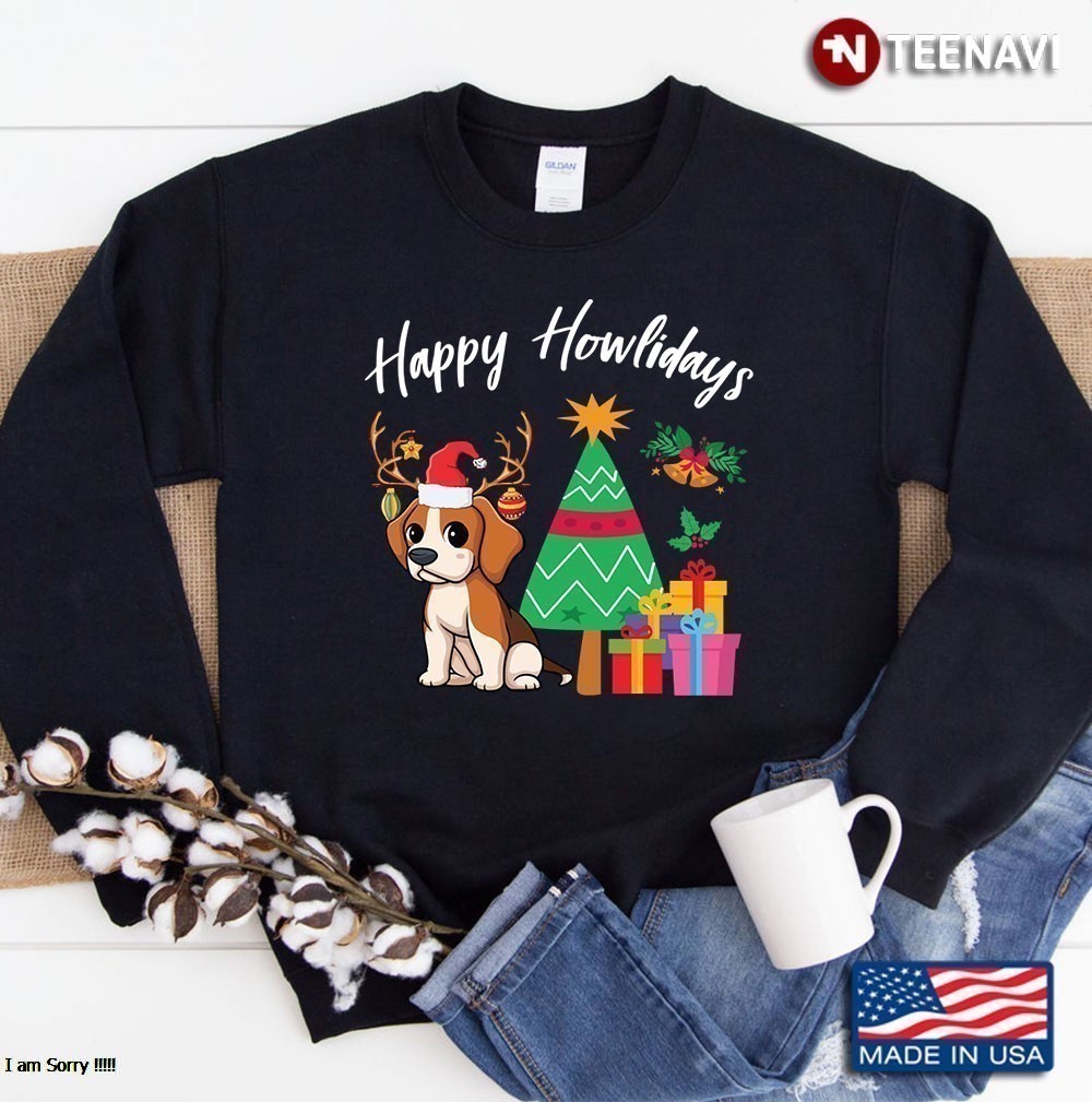 Cute Beagle And Christmas Tree Sweatshirt
