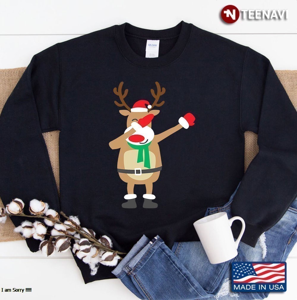 Cute Dabbing Reindeer Christmas Sweatshirt