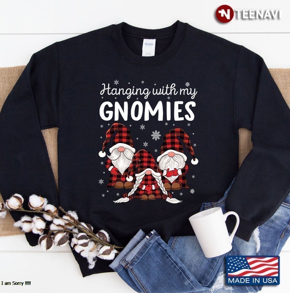 Cute Gnomes Buffalo Plaid Pattern Gift Funny Christmas Gnome Sweatshirt