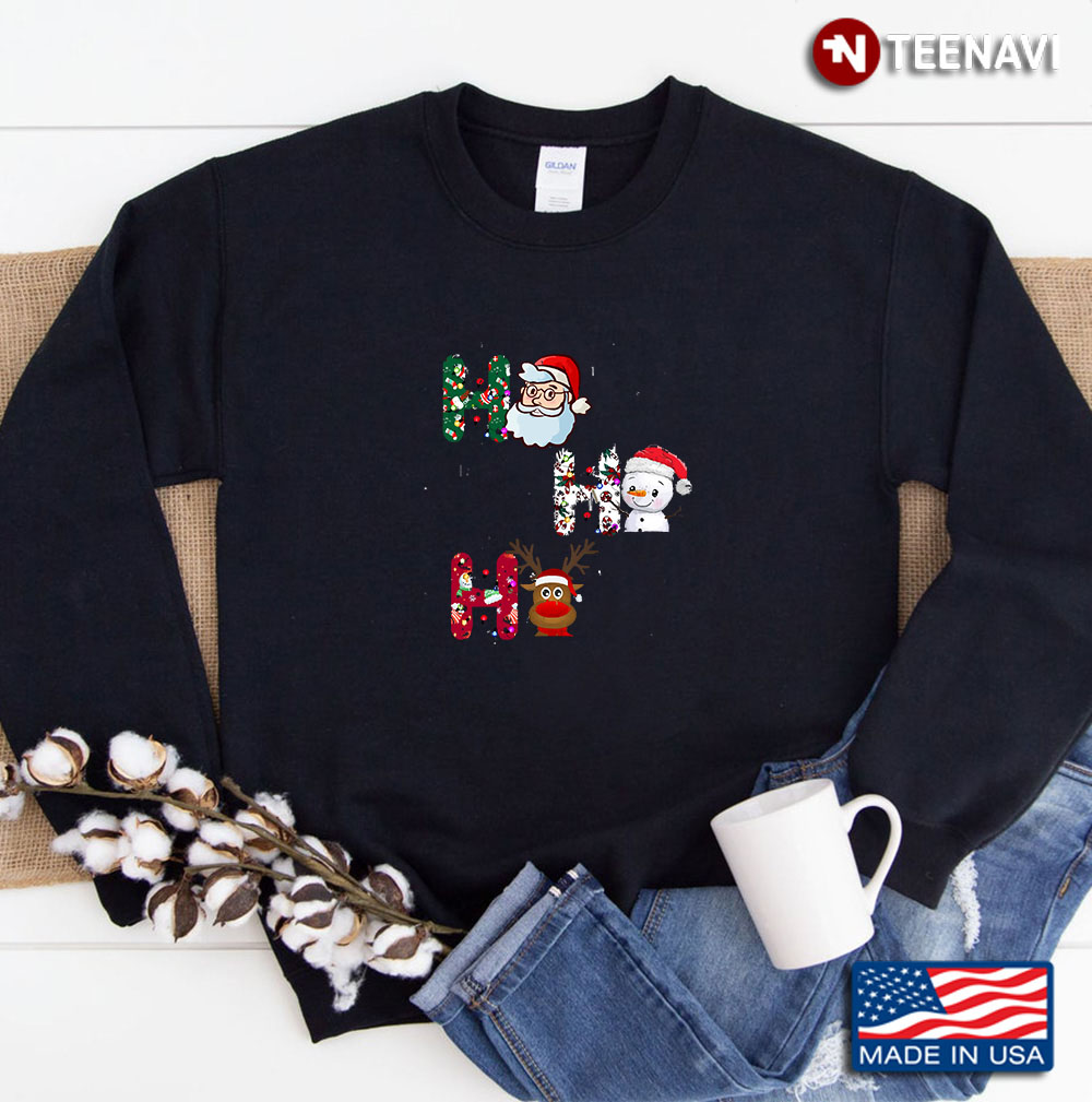 Hohoho Merry Christmas Santa Claus Snowman Sweatshirt