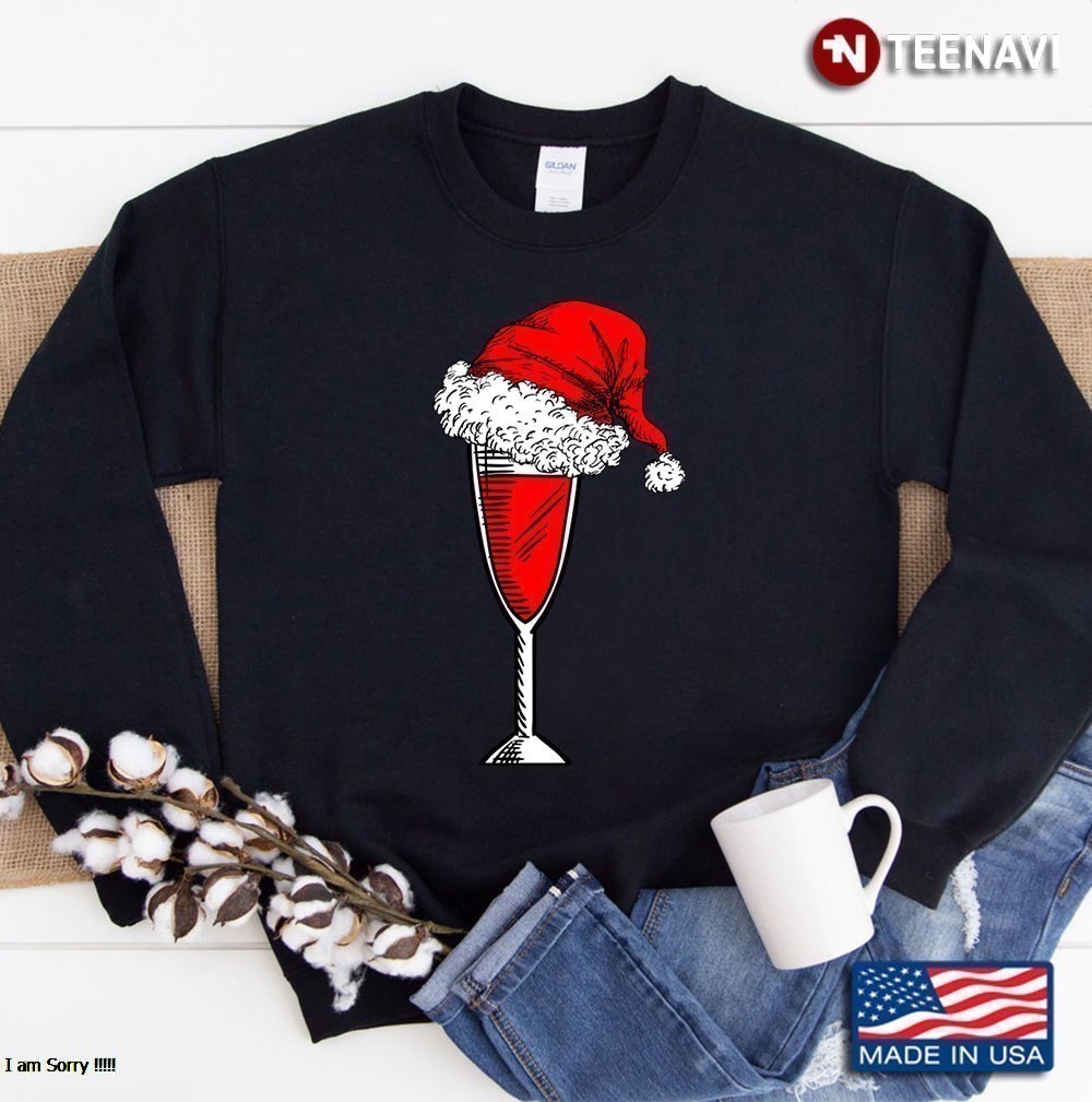 Christmas Drink With A Santa Hat Sweatshirt