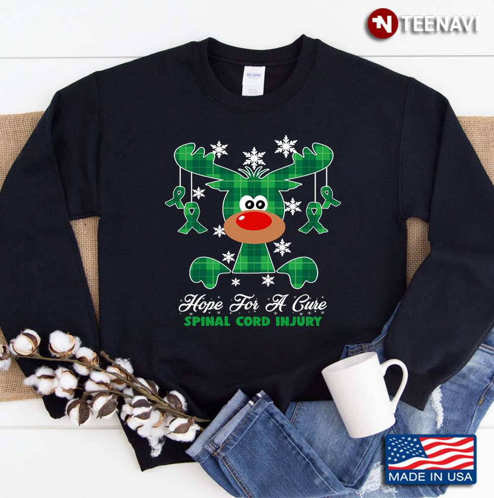 Hope For A Cure Spinal Cord Injury, Reindeer Buffalo Plaid Sweatshirt