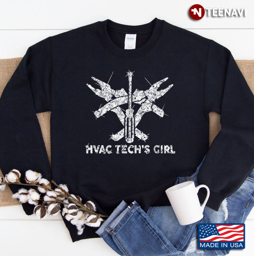 Hvac Tech's Lady Diamond Background Sweatshirt
