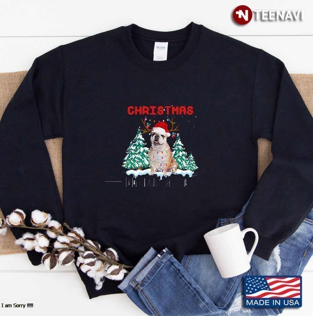 Christmas English Bulldog Pajama Lights Funny Gift Love Dog Sweatshirt