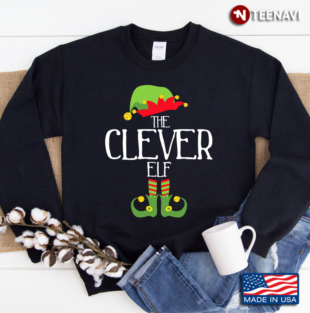 I'm The Clever Elf Matching Family Group Christmas Party Pajama Sweatshirt