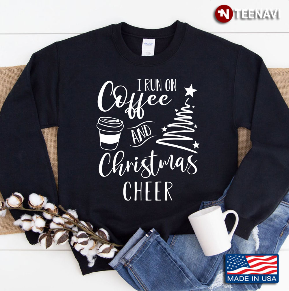 Merry And Bright Gift Women Christmas Coffee Casual Xmas Holiday Tee Sweatshirt