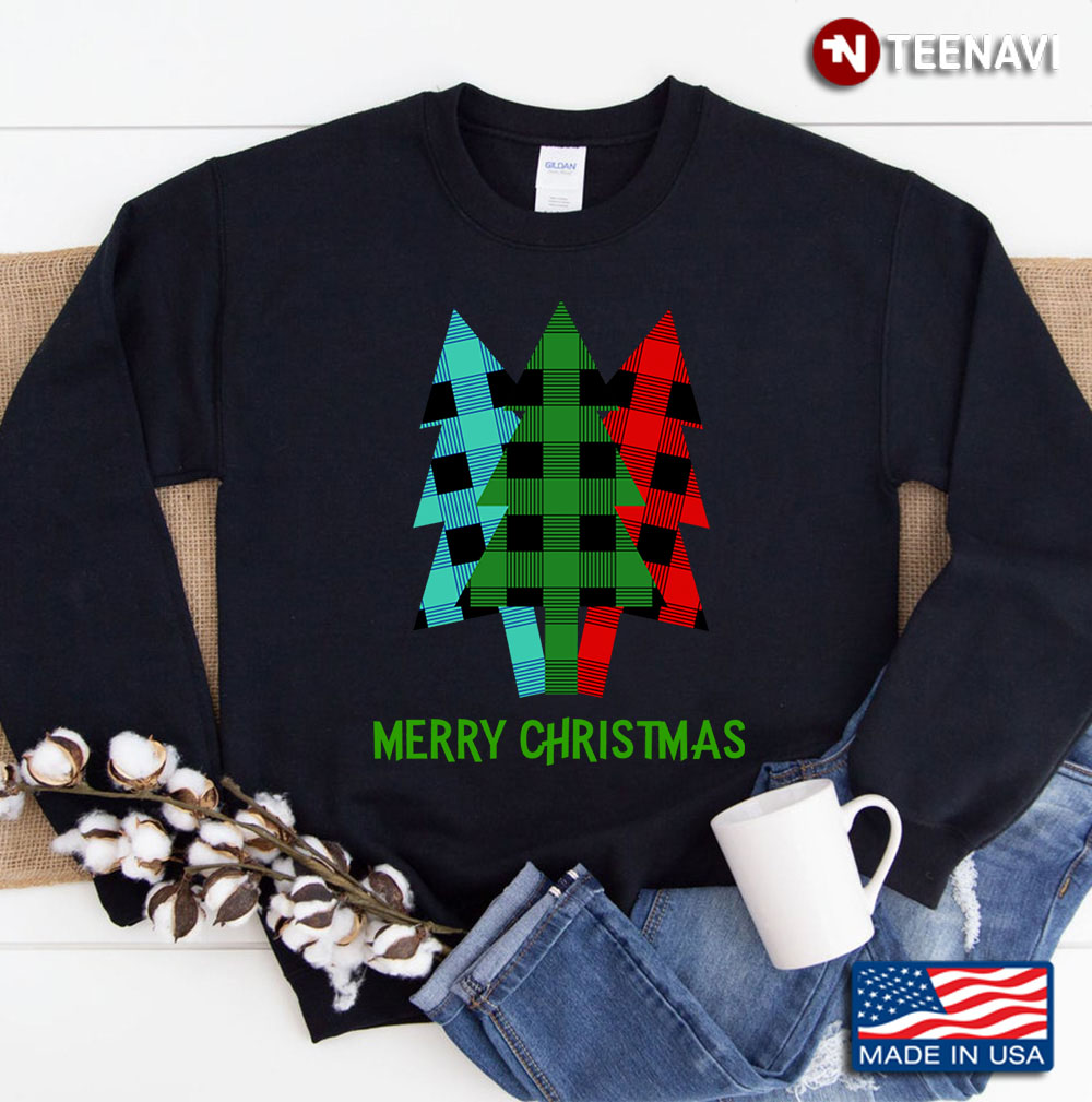Merry Christmas Plaid Pattern Sweatshirt