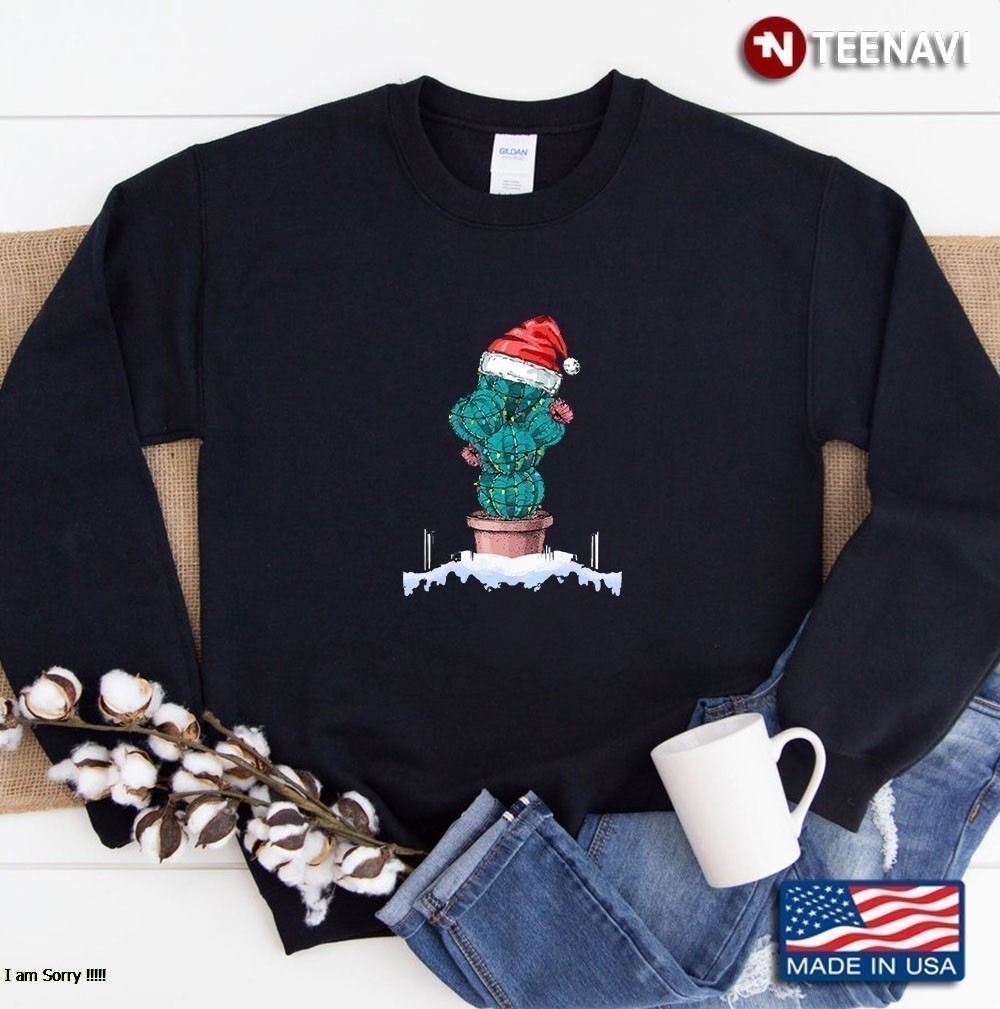 Christmas Led Light Cactus Lover Funny Xmas Gift Sweatshirt