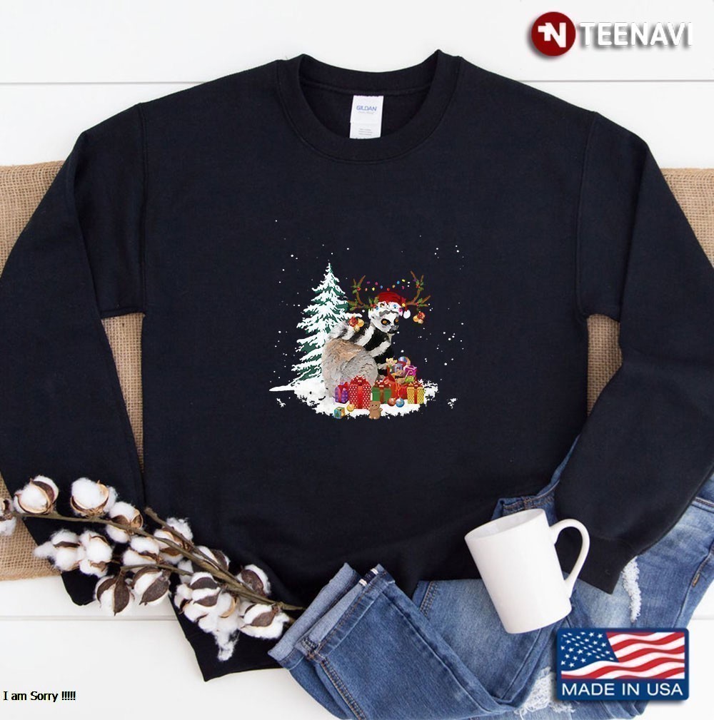 Christmas Lemur Funny Santa Reindeer Lemur Lover Gifts Sweatshirt