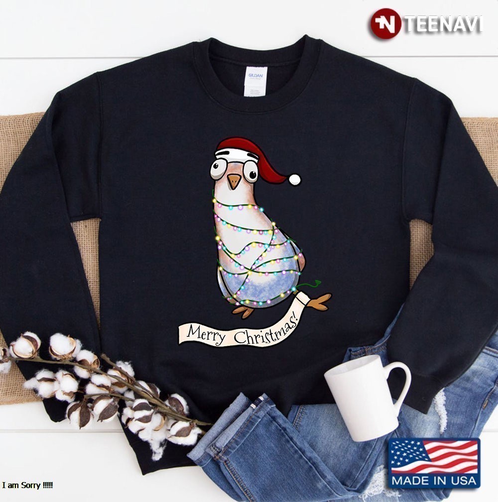 Christmas Pigeon Delivering His Holiday Message Sweatshirt