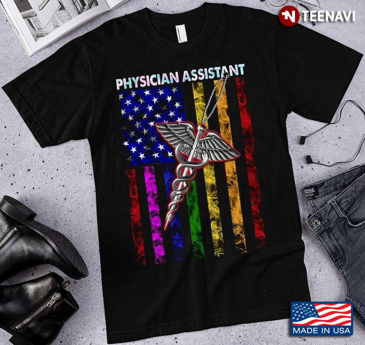 Physician Assistant Caduceus With Colorful American Flag