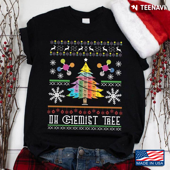 Chemist Element Oh Chemist Tree With Snowflakes Ugly Christmas