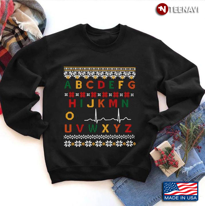 Alphabet Heartbeat Ugly Christmas