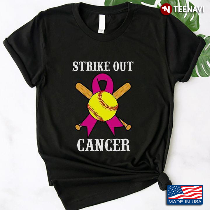Strike Out Cancer Baseball With Breast Cancer Awareness Ribbon