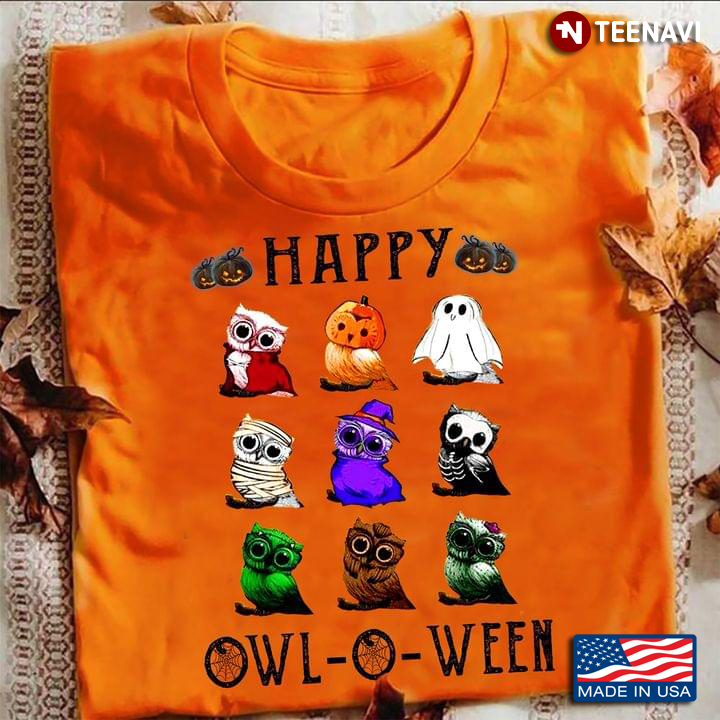 Happy Owl O Ween Nine Owls With Nine Colors Halloween