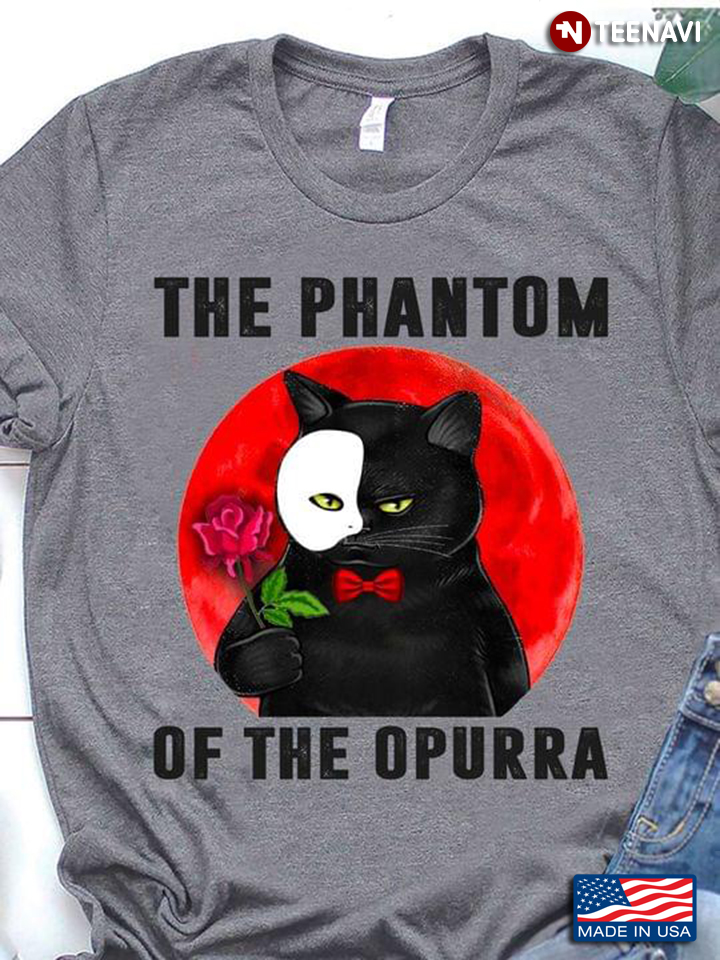 The Phantom Of The Opurra Black Cat With Knot Holds Rose