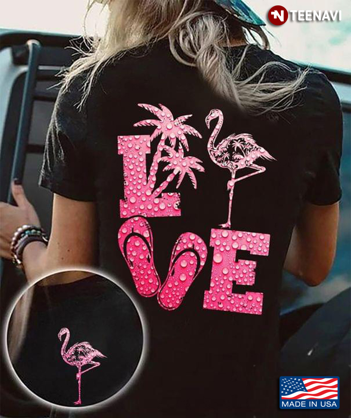 Love Coconut Tree Flamingo Flip Flops In Pink