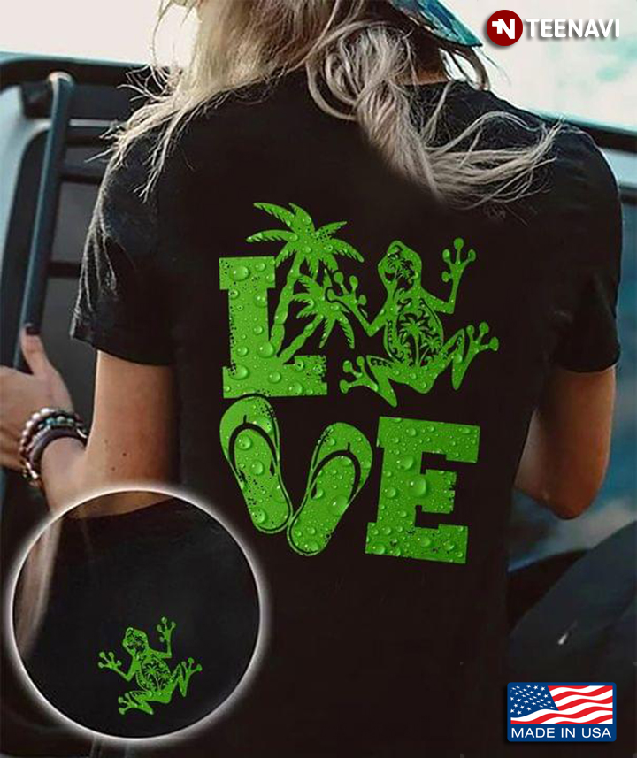 Love Coconut Tree Frog Flip Flops In Green