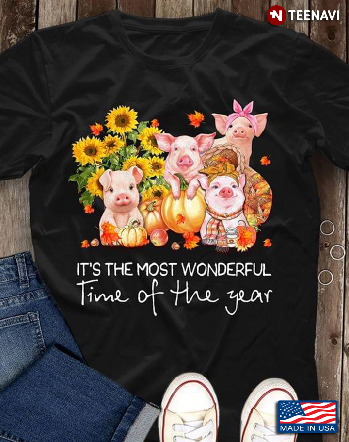 It's The Most Wonderful Time Of The Year Four Pigs And Sunflowers Thanksgiving