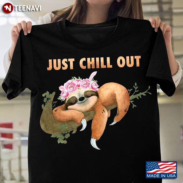 Just Chill Out Sloth With Wreath Lies On A Bough
