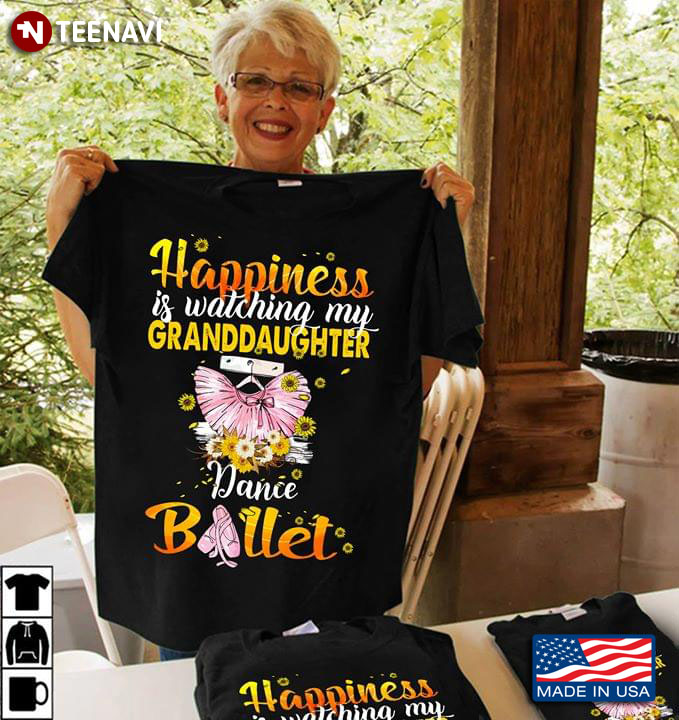 Happiness Is Watching My Granddaughter Dance Ballet Tutu Skirt With Flowers T-Shirt