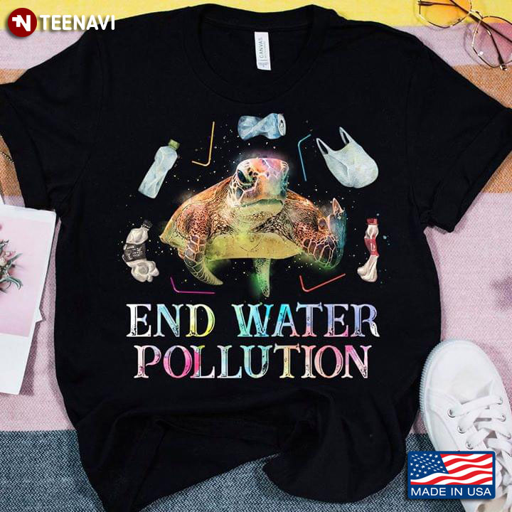 End Water Pollution Sea Turtle With Plastic Waste