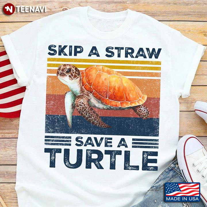 Skip A Straw Save A Turtle Vintage