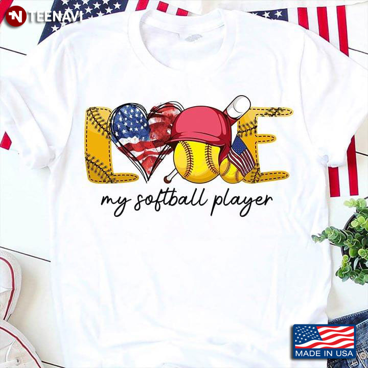 Love My Softball Player American Flag