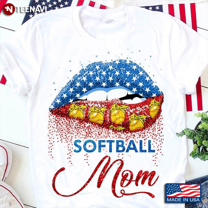 Softball Mom Lips And Softball With Yellow Bandana