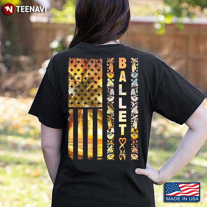 Ballet American Flag And Pointe Shoes T-Shirt