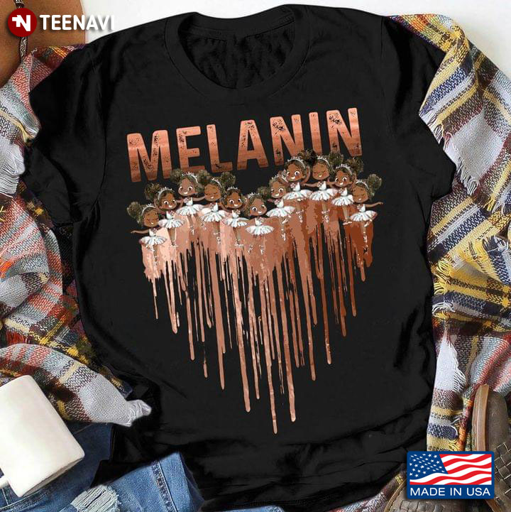 Melanin Black Girls Ballet Heart T-Shirt
