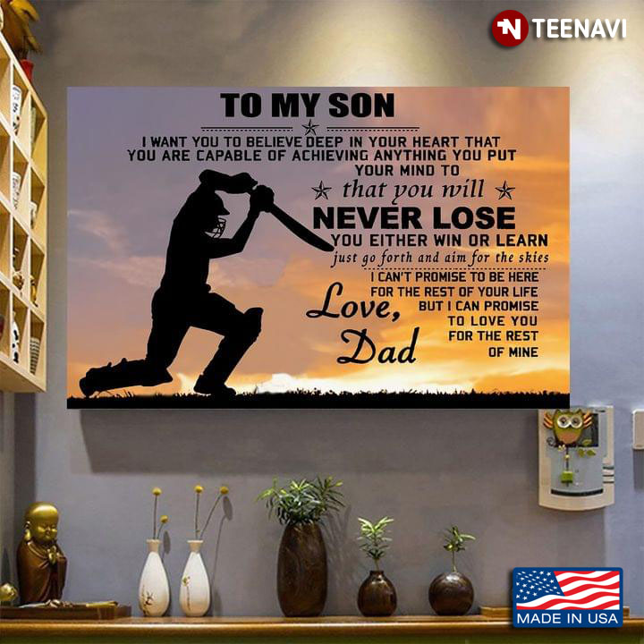 Vintage Cricket Player Dad & Son To My Son I Want You To Believe Deep In Your Heart That